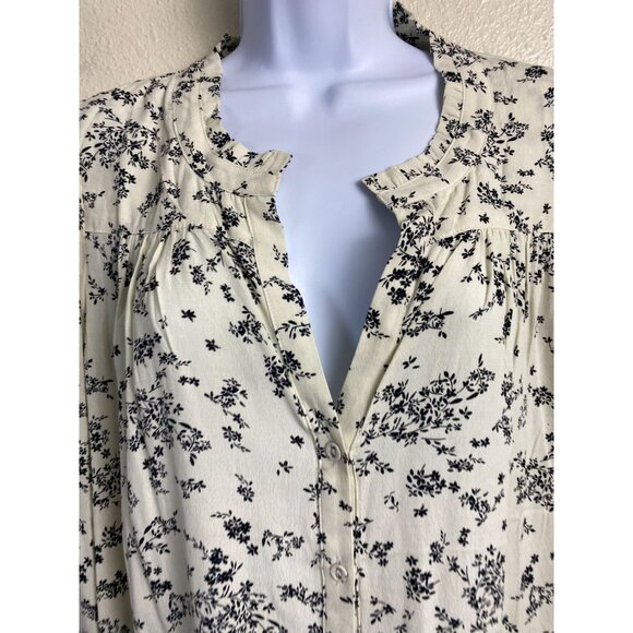 Lovestitch Womens‎ Floral Blouse Long Sleeve Top Cream Black Size Medium Boho - Picture 9 of 15